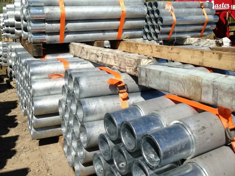 Galvanized steel piers staged for foundation repair and house leveling in Houston, Texas